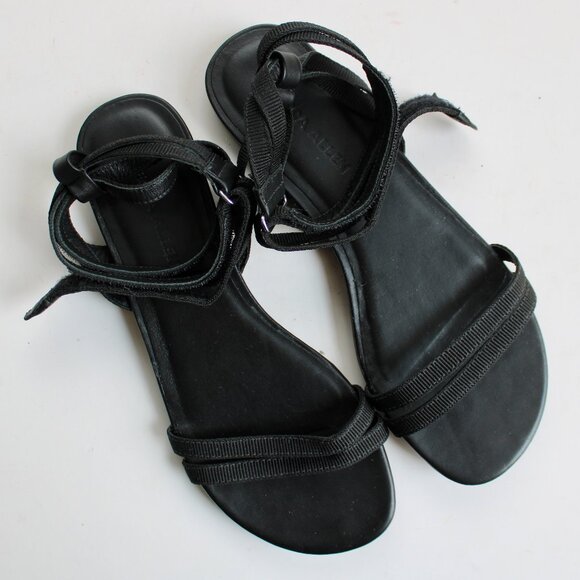 Rebecca Allen Women's Black The Flat Two-Strap Strappy Sandals Size 8.5 - Picture 1 of 8